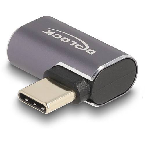 Delock - USB adapter - 24 pin USB-C (M) left/right angled to 24 pin USB-C (F) - USB 3.2 , Thunderbolt 3 , DisplayPort 1.4 - 20 V - 5 A - USB Power Delivery (100W), Power Delivery 3.0 support, up to 40 Gbps data transfer rate - anthracite