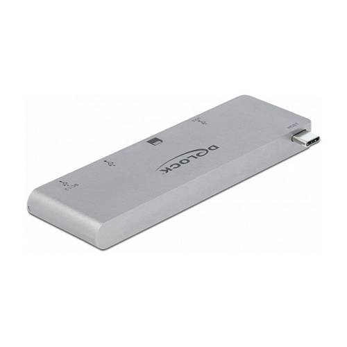 DELOCK 3 Port Hub und 2 Slot Card Reader fur MacBook mit PD 3.0 und einschiebbarem USB Type-C Anschluss