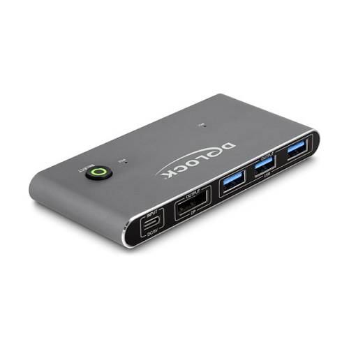 DELOCK DisplayPort KVM Switch 8K 30 Hz mit USB 5 Gbps