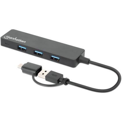 MANHATTAN 4-Port USB 3.0 Typ-C / Typ-A Kombi-Hub schwarz