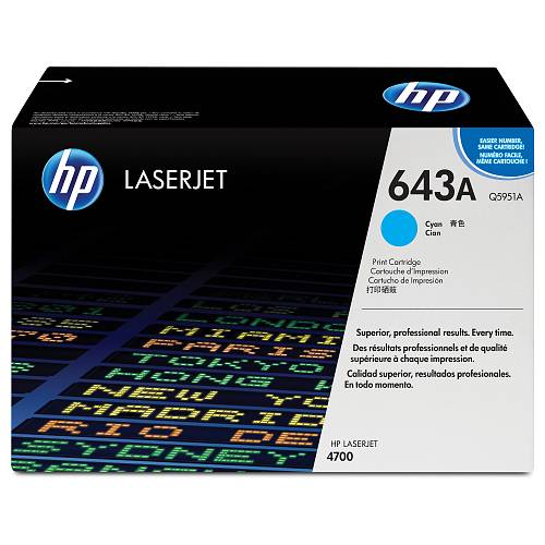 HP 643A original Colour LaserJet Toner cartridge Q5951A cyan standard capacity 10.000 pages 1-pack