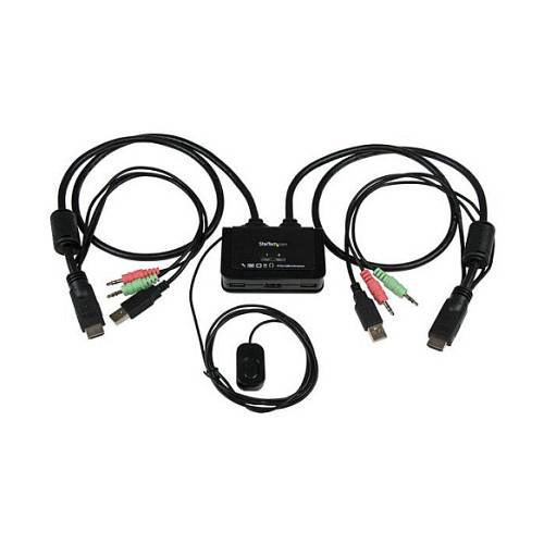 STARTECH.COM 2 Port USB HDMI KVM Switch mit Audio und Fernschalter - Desktop Umschalter USB Powered - 1920x1200