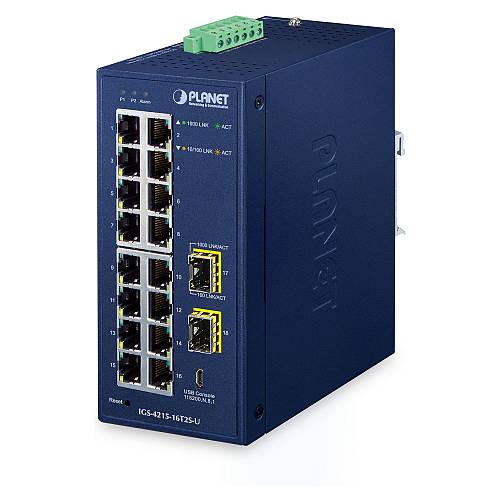PLANET Industrial 16-Port Managed Switch IGS-4215-16T2S-U
