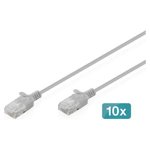 CAT 6 U-UTP Slim Patchkabel. 0.5 m. Grau. 10 Stück