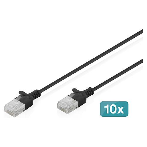 CAT 6 U-UTP Slim Patchkabel. 0.5 m. Schwarz. 10 Stück