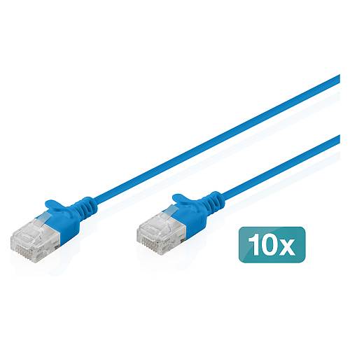 CAT 6 U-UTP Slim Patchkabel. 1.5 m. Blau. 10 Stück