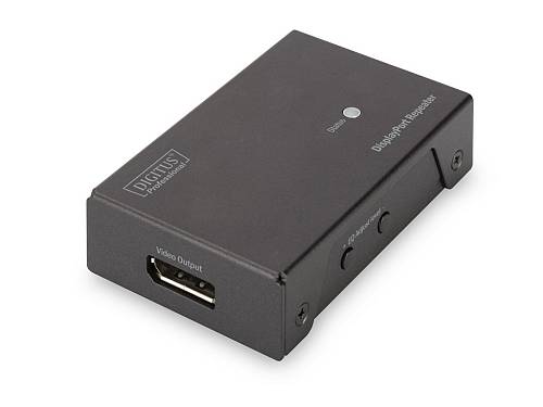 DisplayPort Repeater up to 20 m (Full HD) up to 13 m (4K Resolution), metal housing, EQ, LED
