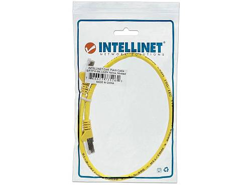 Intellinet Network Patch Cable, Cat6A, 2m, Yellow, Copper, S/FTP, LSOH , LSZH, PVC, RJ45, Gold Plated Contacts, Snagless, Booted, Polybag , Patch cable (DTE) , RJ-45 (M) to RJ-45 (M) , 2 m , SFTP, PiMF , CAT 6a , IEEE 802.3af , halogen-free, mol