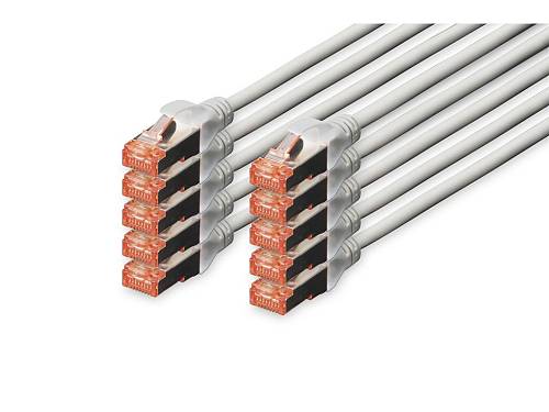 DIGITUS CAT 6 S/FTP Patchkabel, 10 Stück, 1m, grau