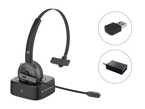 CONCEPTRONIC Headset Mono WLS BT5.0/Mikro/ANC/Dock/+22Std sw
