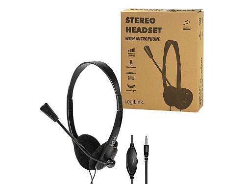Logilink Stereo-Headset, 1x 3,5-mm-Klinke Bügelmikro Eco-Box
