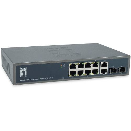 Switch 10x GE GEP-1221 2xGSFP 19 150W 8xPoE+