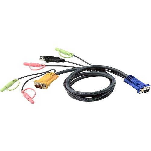 ATEN 2L-5302U KVM Kabel VGA USB und Audio schwarz 1.8m