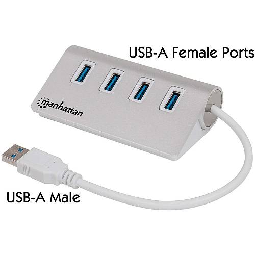 MANHATTAN Hub 4-Port 4xUSB3.0 Alu Strom: USB