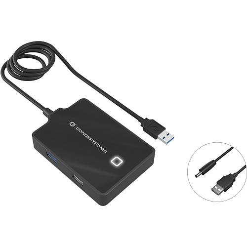CONCEPTRONIC 4-Port Hub USB-A3.0->3xA2.0/A3.0/DC o.Netz. sw