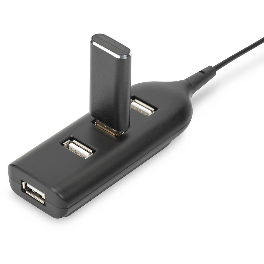 DIGITUS USB-Hub 4-Port 2.0->4xA2.0 integr. Kabel black