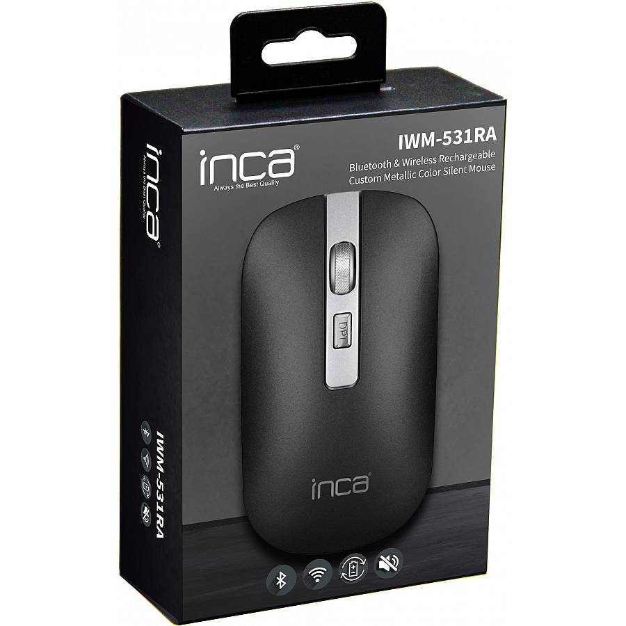INCA Maus IWM-531RA Wrls & BT.4D-Taste.Akku.Spec.Metallic