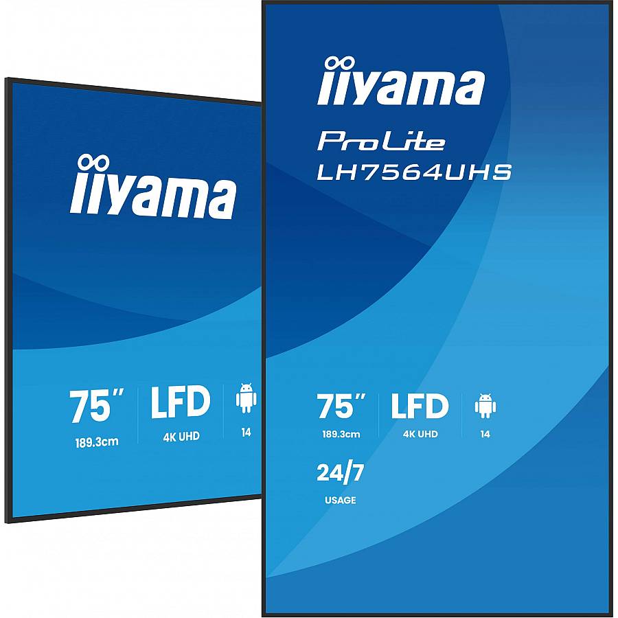 IIYAMA 189.3cm(75) LH7564UHS-B1AG 16:9 2xHDMI+USB-C (Speditionsversand)
