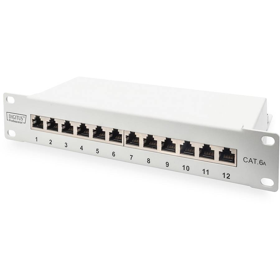 DIGITUS Cat.6A Patch Panel. geschirmt. 12-Port. 10. grau