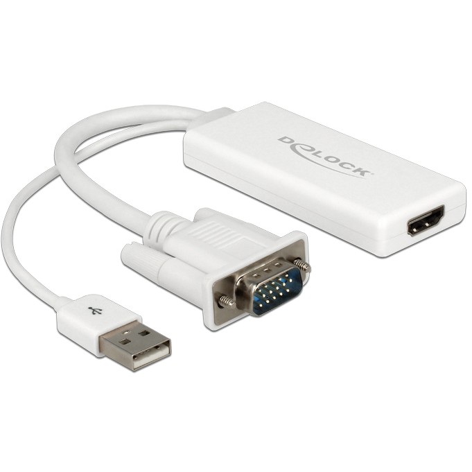 DELOCK Adapter VGA + Audio zu HDMI mit Kabel