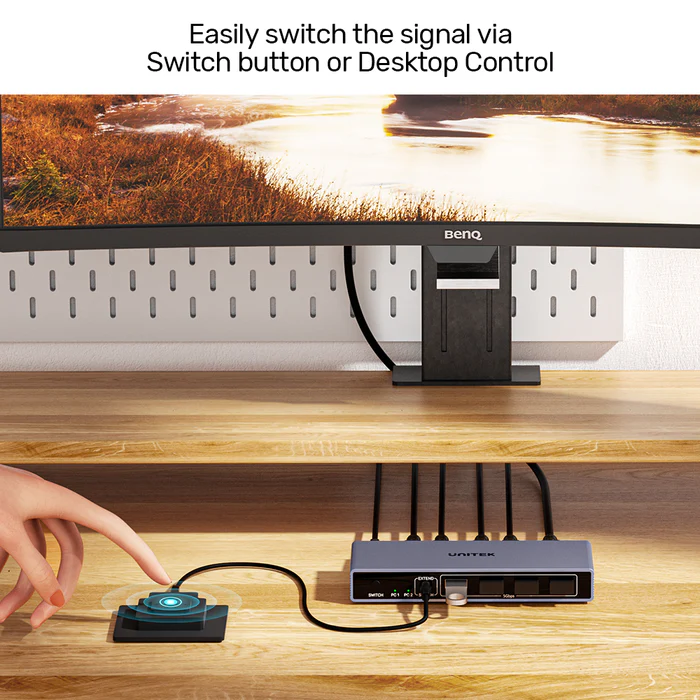 Unitek KVM DisplayPort Switch 2-1 8K60Hz with 4-Port USB 3.0 V1310A