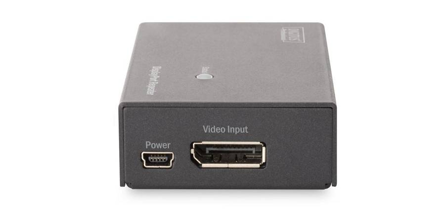 DisplayPort Repeater up to 20 m (Full HD) up to 13 m (4K Resolution), metal housing, EQ, LED