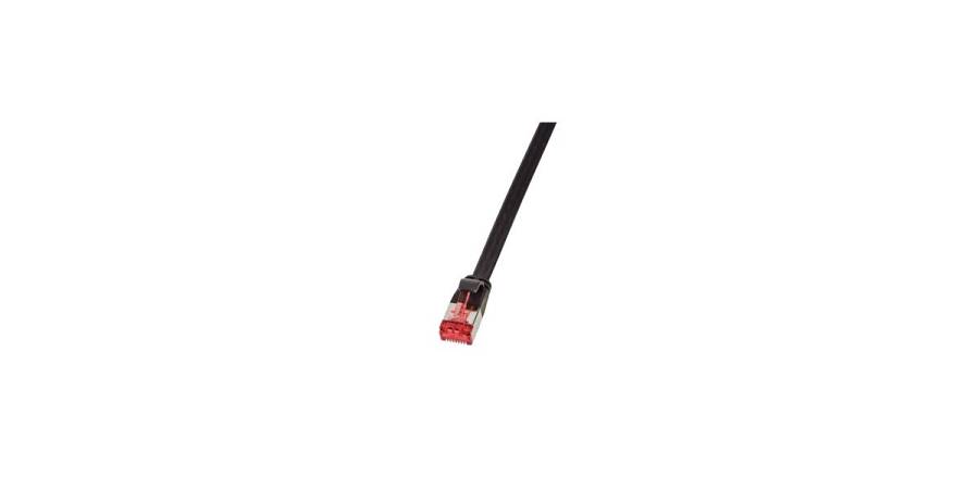 Patch Cable Flat Cat.6 Shielded (PIMF) SlimLine, Black, 0.50m