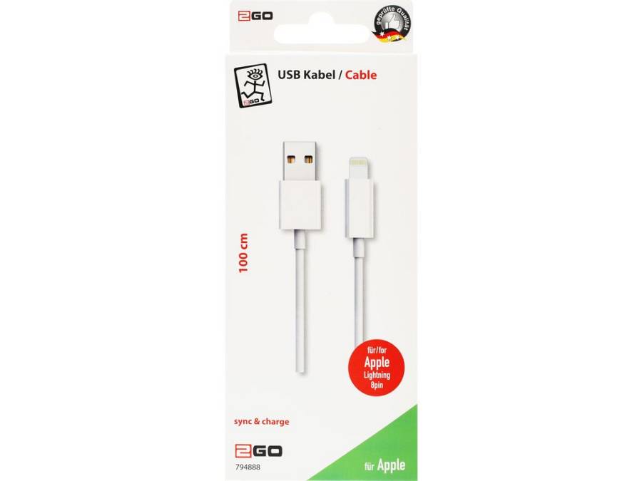2GO USB Lade-/Datenkabel   Lightning    1m  weiß