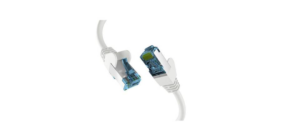 EFB-Elektronik - Patch cable - RJ-45 (M) to RJ-45 (M) - 15 cm - 6 mm - S/FTP, PiMF - CAT 7 (cable) , CAT 6a (connectors) - booted, halogen-free, molded, stranded, anti-kink sleeve, 10 Gigabit ethernet, pin assignment: 1:1 - white