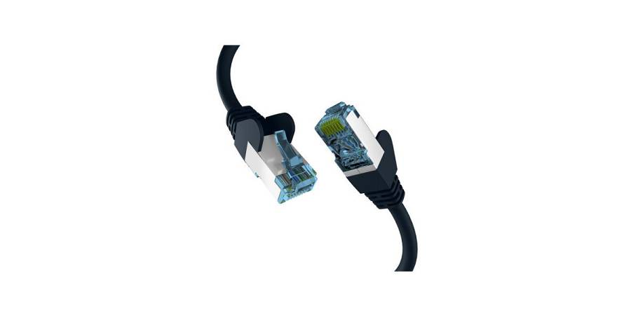 EFB-Elektronik - Patch cable - RJ-45 (M) to RJ-45 (M) - 10 m - 6 mm - S/FTP, PiMF - CAT 7 (cable) , CAT 6a (connectors) - booted, halogen-free, molded, stranded, anti-kink sleeve, 10 Gigabit ethernet, pin assignment: 1:1 - black