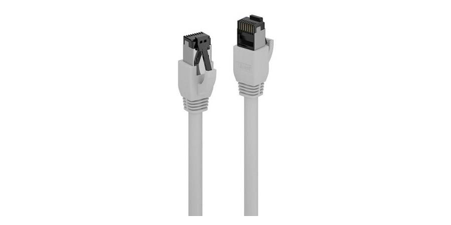 Lindy - Patch cable - RJ-45 (M) to RJ-45 (M) - 50 cm - 7.5 mm - S/FTP, PiMF - CAT 8.1 - halogen-free, snagless - grey