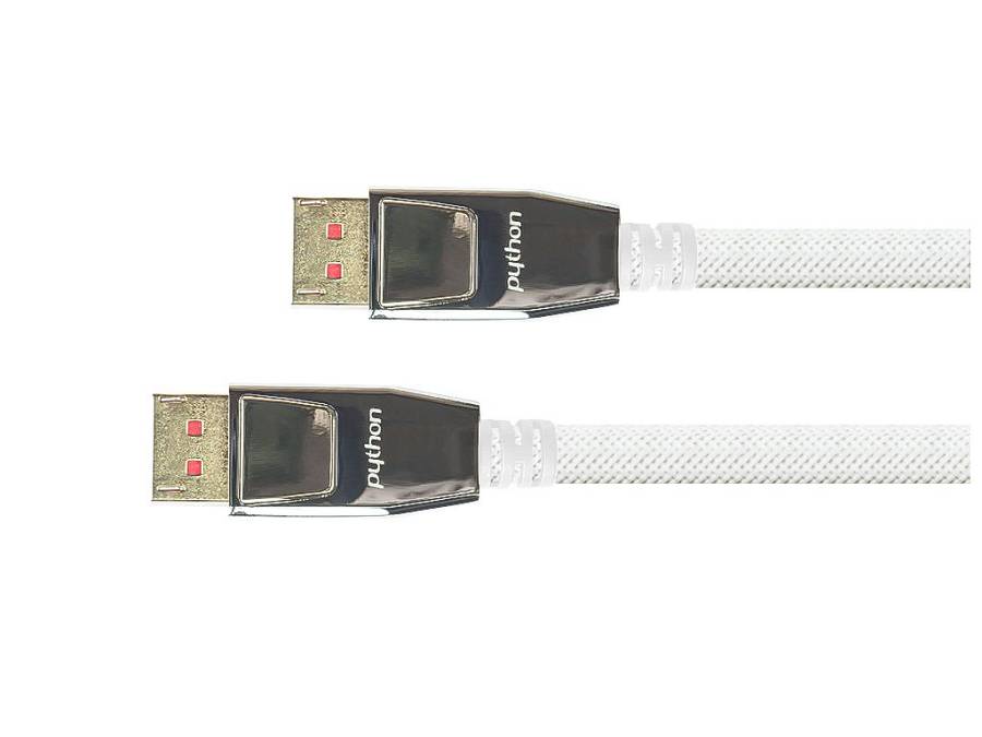 Python DisplayPort 1.4 Kabel Nylongeflecht weiß 5m