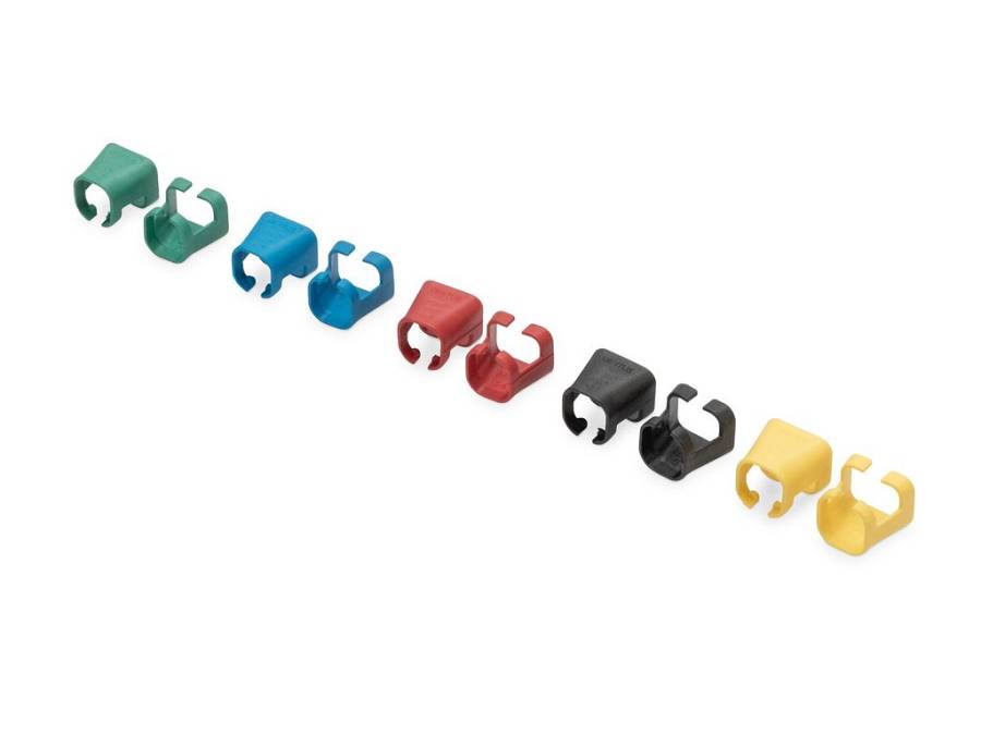 DIGITUS - Cable colour coding clips - for patch cable, mixed (20 pcs , in each) - black, blue, yellow, red, green (pack of 100)