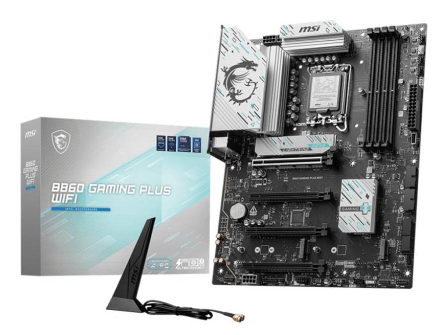MSI B860 GAMING PLUS WIFI , Motherboard , ATX , LGA1851 Socket , B860 Chipset , USB 3.2 Gen 2, USB 3.2 Gen 1 , 5 Gigabit Ethernet, Wi-Fi 7 , onboard graphics (CPU required) , HD Audio (8-channel)