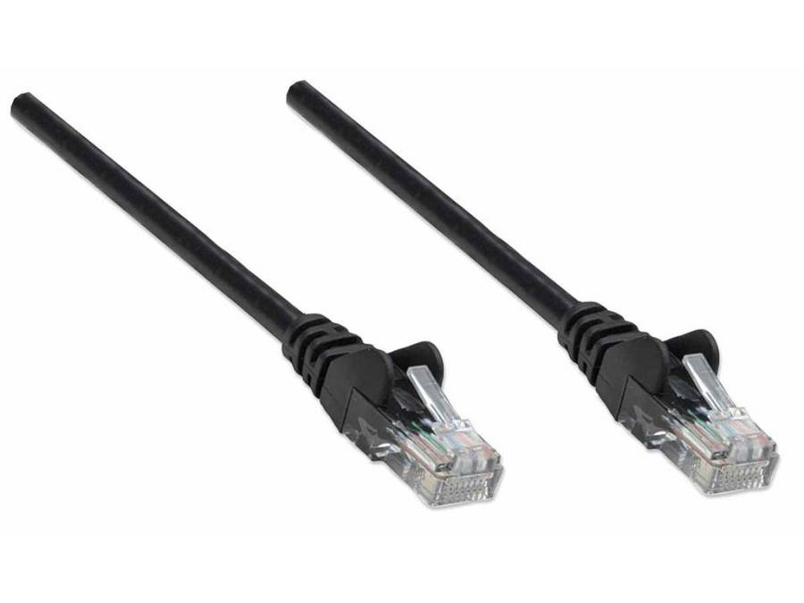 Intellinet Network Patch Cable, Cat5e, 10m, Black, CCA, U/UTP, PVC, RJ45, Gold Plated Contacts, Snagless, Booted, Lifetime Warranty, Polybag - Patch cable - RJ-45 (M) to RJ-45 (M) - 10 m - UTP - CAT 5e - booted, snagless - black