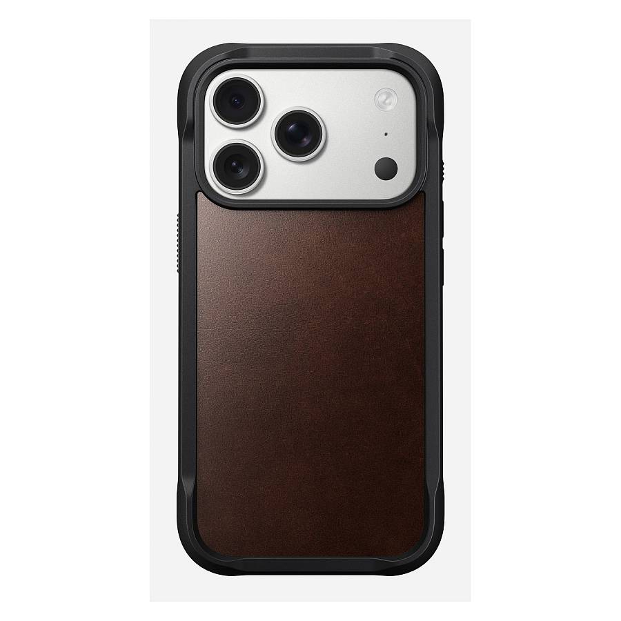 Nomad Rugged Leather Case iPhone 17 Pro Rustic Brown Horween