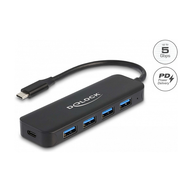 DELOCK USB Type-C Hub 4 Port USB 3.2 Gen 1mit Power Delivery 85 Watt