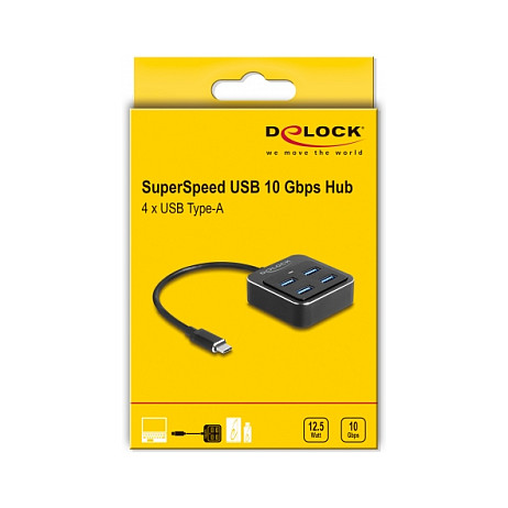 DELOCK USB 3.2 Gen 2 USB Type-C Hub mit 4 x USB Typ-A Buchse - 10 Gbps