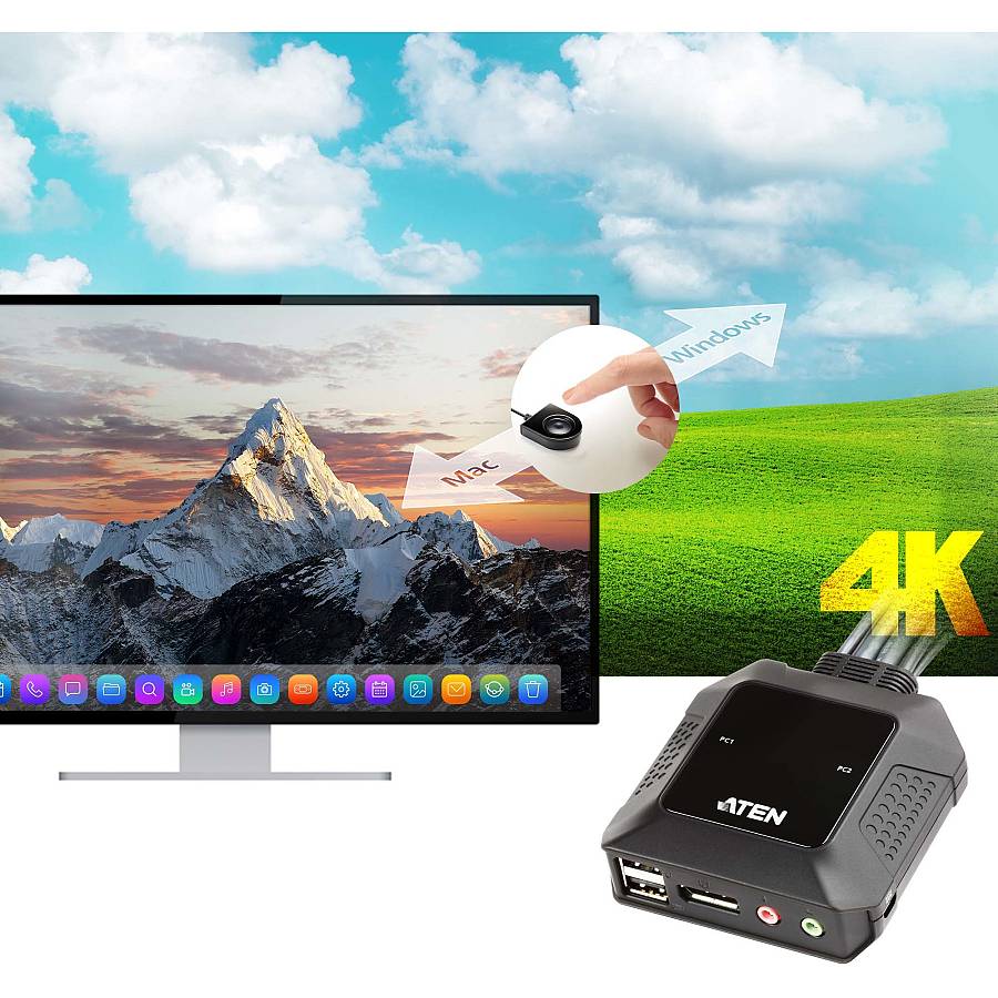 ATEN CS22DP 2-Port USB DisplayPort KVM Switch