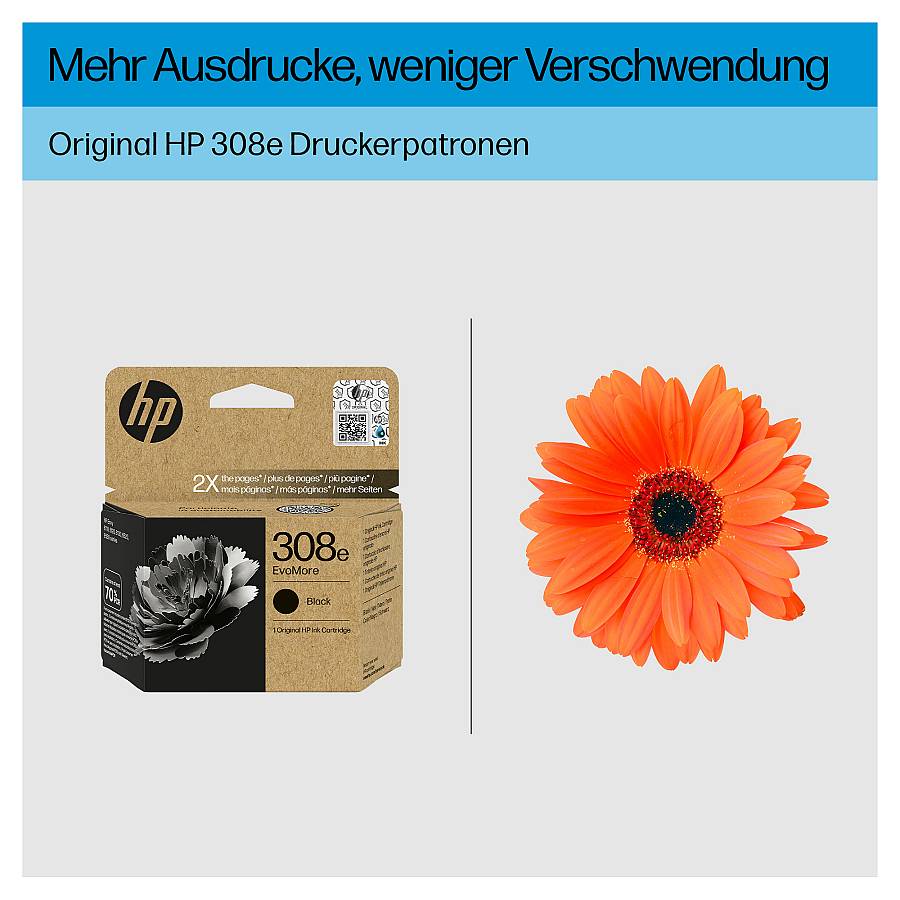 HP 308e EvoMore Black Original Ink Cartridge