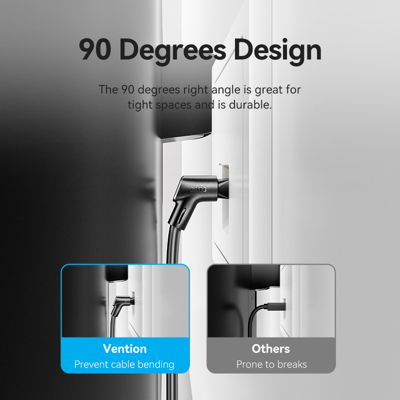 Vention NETWORK Cable Cat8 SFTP Rotate Right Angle Slim 2.0m Black IKLBH