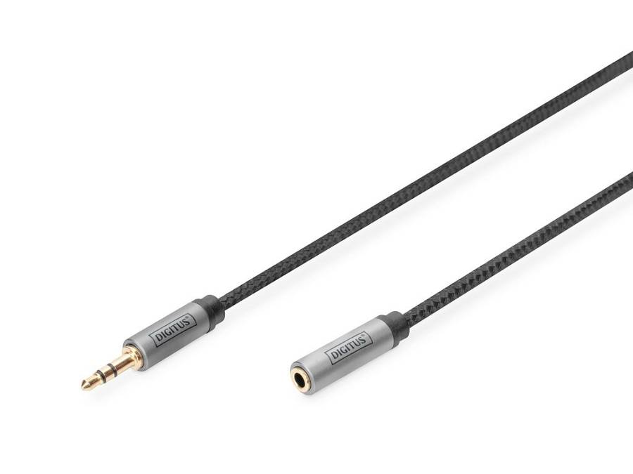 DIGITUS , Audio cable , 3.5mm audio jack female to stereo mini jack male , 3 m , double shielded , black