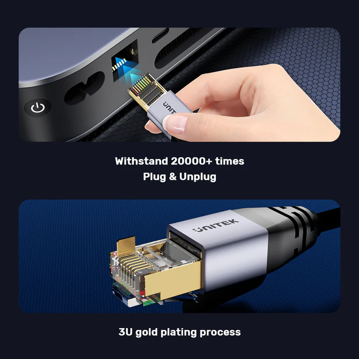 Unitek Network Patch Cable CAT8 Black 20.0m C18149A-20M