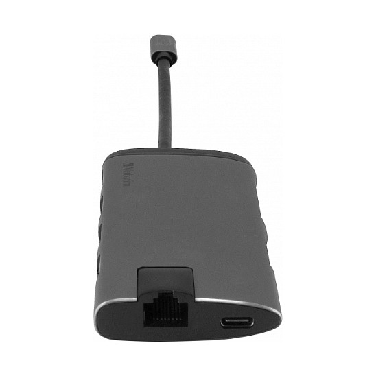 USB-C HUB 7Port > 3xUSB3.0/USB-C/HDMI/Ethernet/SDmicroSD passiv Verbatim Black Grey