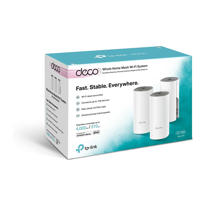 TP-LINK Deco E4 Mesh-WLAN 3-Pack (Router. 2 Extender) (AC1200)