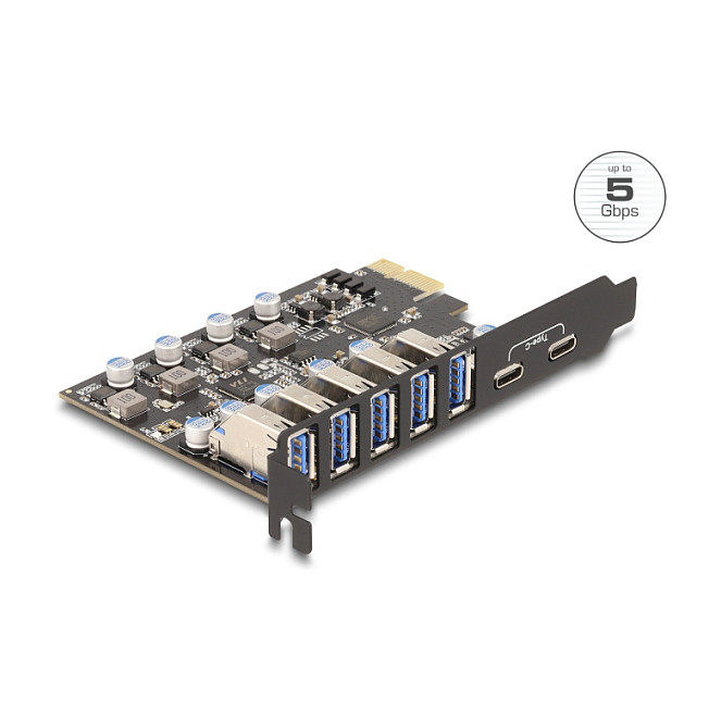 USB 5 Gbps PCI Express x1 Karte zu 5 x extern Typ-A + 2 x extern USB Type-C™ Buchse