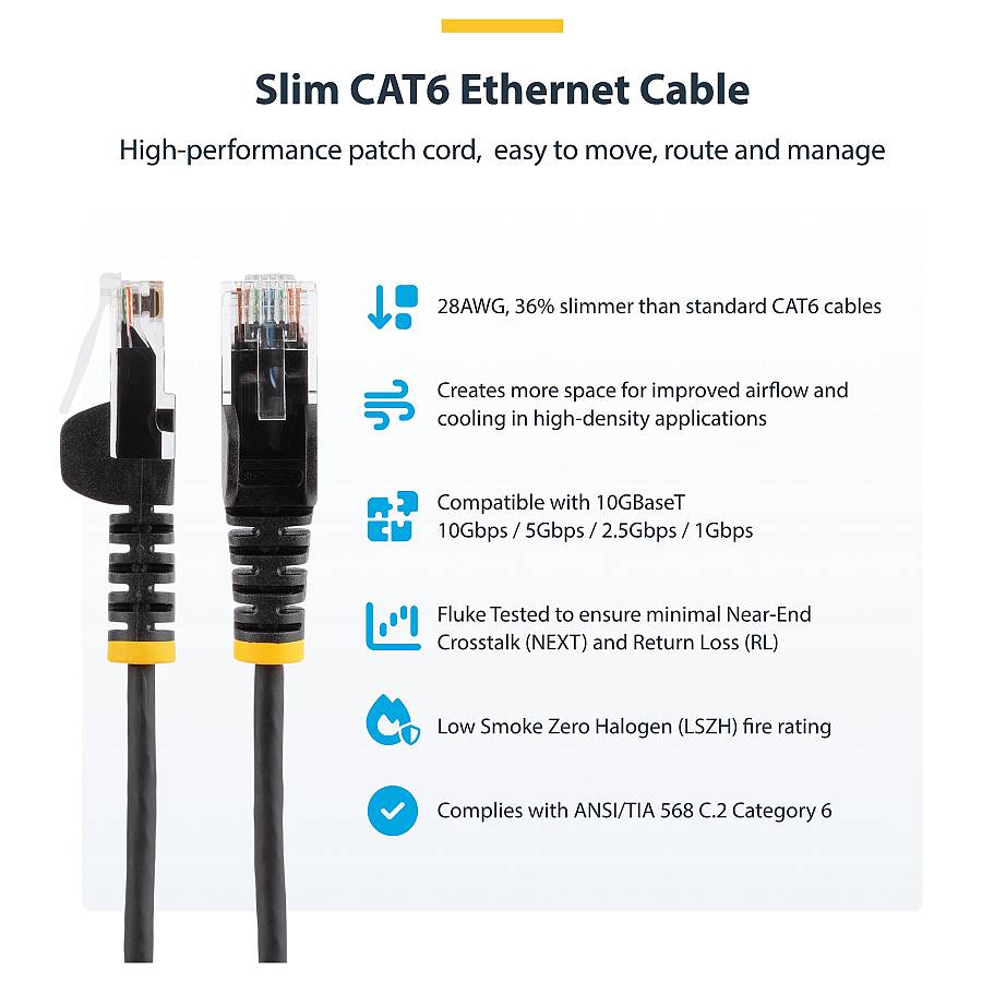 STARTECH.COM 1m CAT6 Cable - Blue Slim CAT6 Patch Cable - Snagless RJ45 Connectors - LSZH - 28 AWG Copper Wire