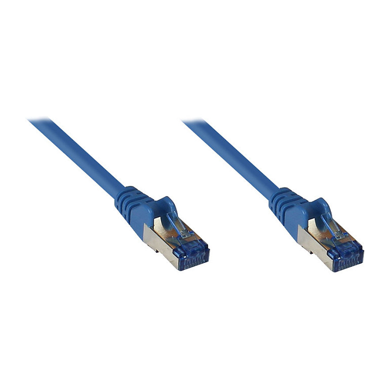GoodConnections Patchkabel mit Rastnasenschutz. Cat. 6A. S/FTP. PiMF. halogenfrei. 500MHz. blau. 1m.