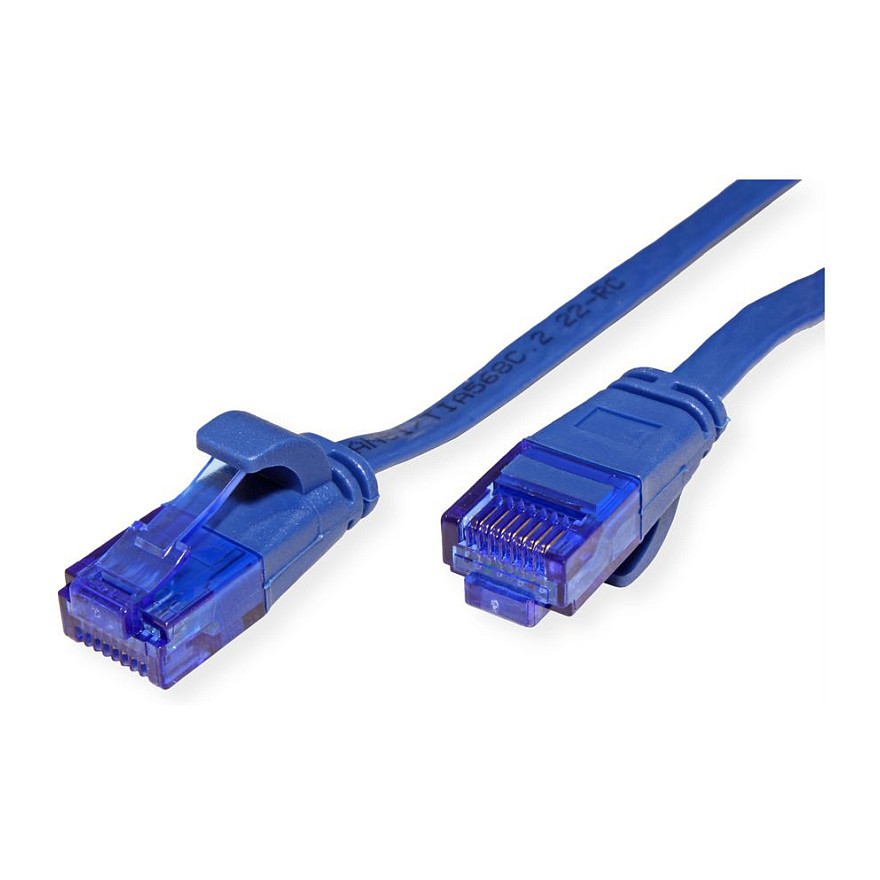 VALUE Patchkabel Cat.6A (Class EA) UTP. extra-flach. blau. 1 m