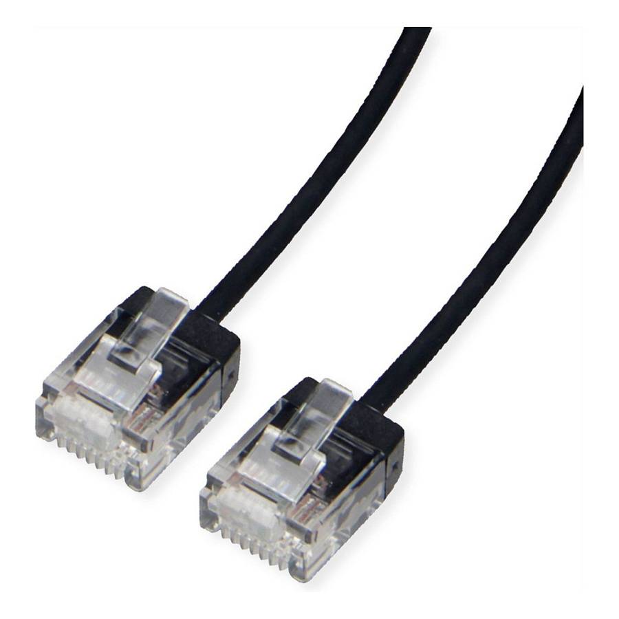 ROLINE UTP DataCenter Patchkabel Cat.6A (Class EA). LSOH. slim. extra kurzer Stecker. schwarz. 1.5 m